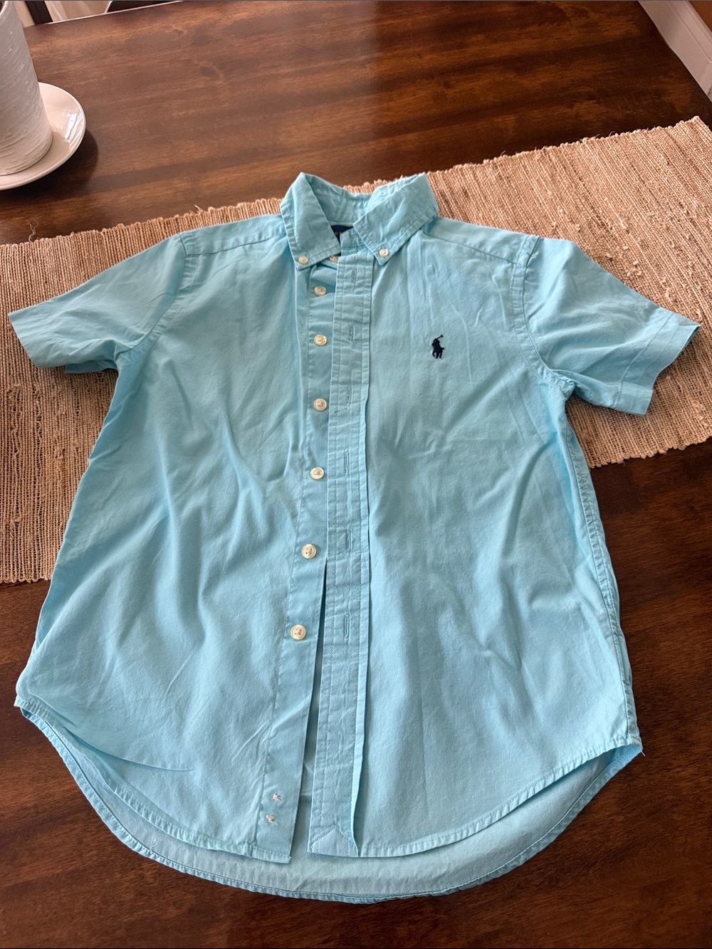 Ralph Lauren Light Blue Short-Sleeve Button-Down Polo Shirt